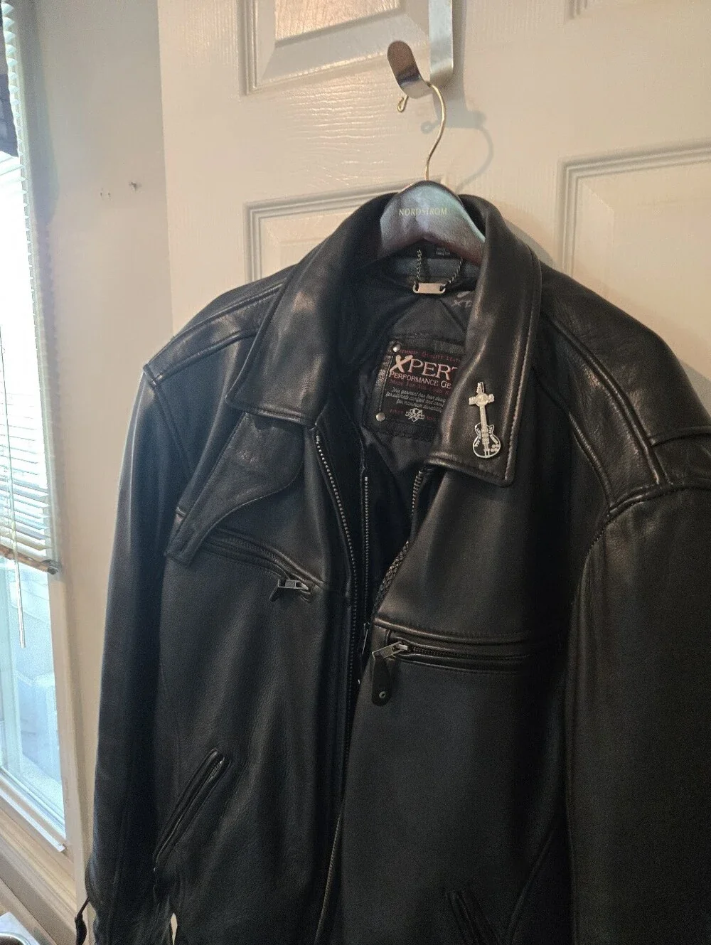 MEN'S BLACK HEAVY LEATHER COAT XXL BY XPERT PERFORMANCE GEAR